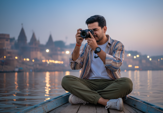 Young Photographer on Boat
